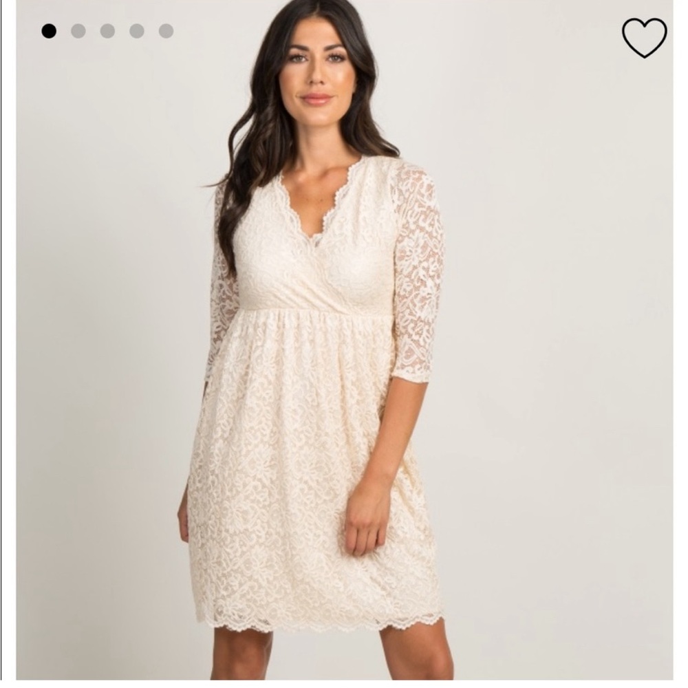 NWT PinkBlush Cream Lace Overlay Wrap Dress